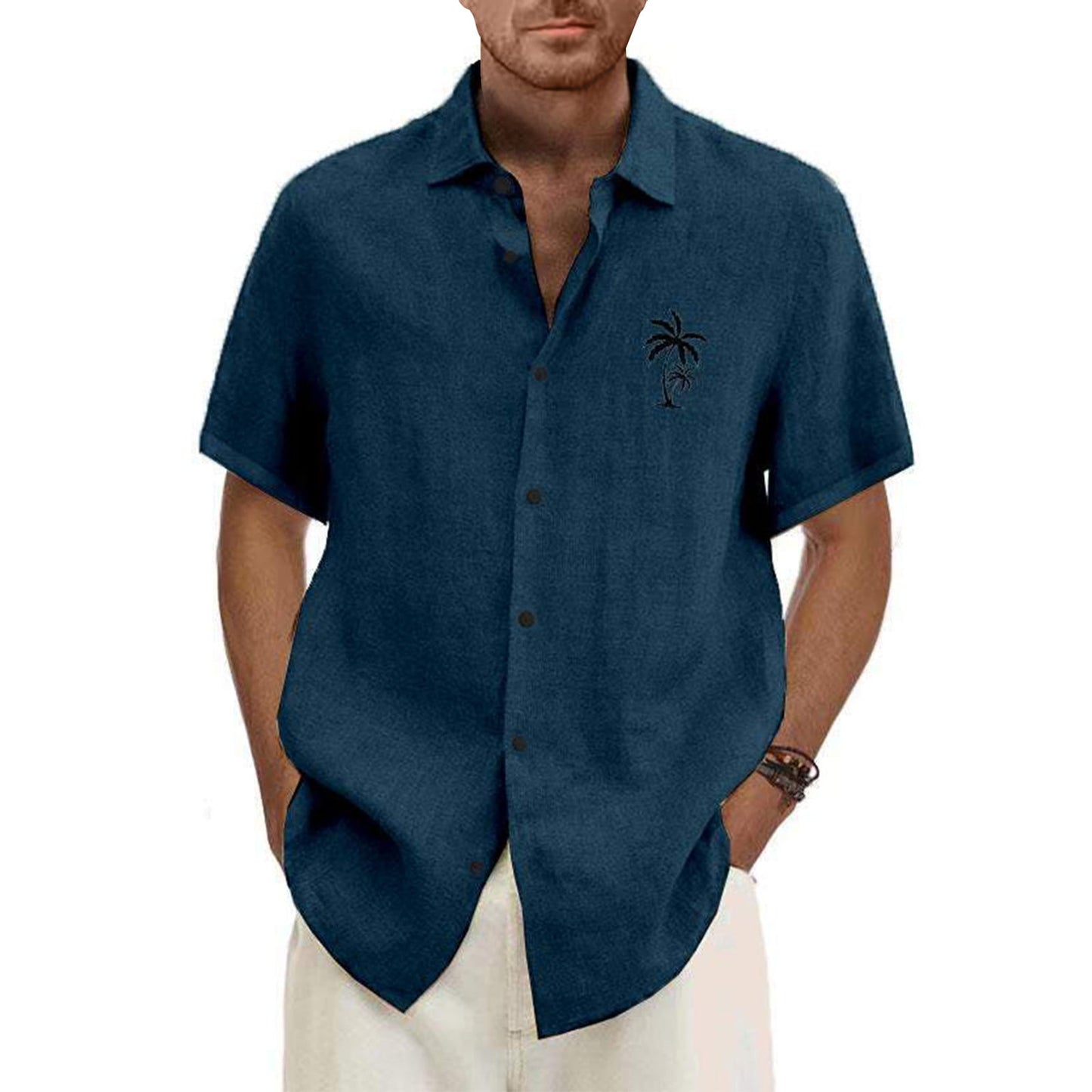Classic Beach Men Polo Shirt Collar Short Sleeved Work Shirts for Men