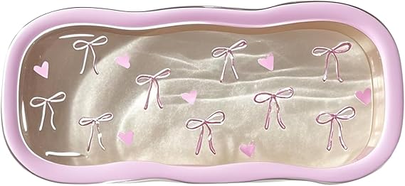 Cute Bowknot Transparent Glasses Case – Pink Edge Hard Shell Eyewear Box for Women, Stylish and Portable