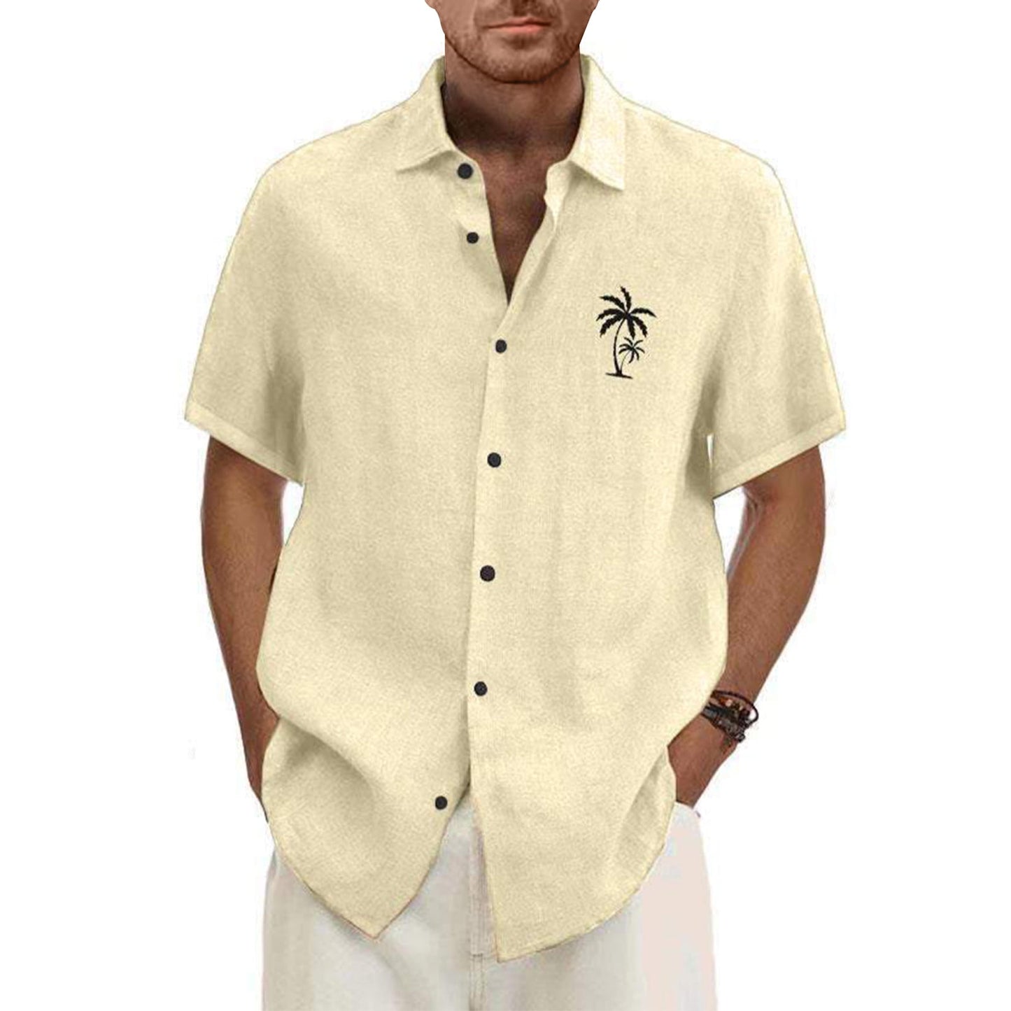 Classic Beach Men Polo Shirt Collar Short Sleeved Work Shirts for Men
