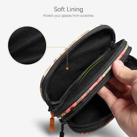 Double Zipper Floral Glasses Case – Portable Sunglasses Storage Pouch with Dual Compartments (7x3x2 inches)