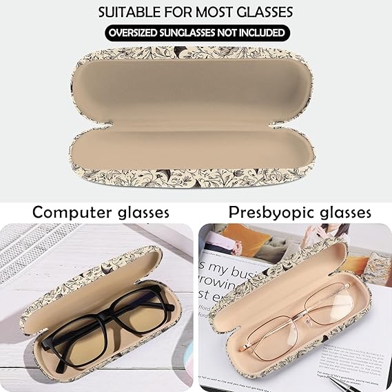 Vintage Floral Hard Shell Eyeglass Case – Elegant Metal Glasses Holder with Magnetic Closure and Soft Lining, for Sunglasses, Reading Glasses, Eyewear