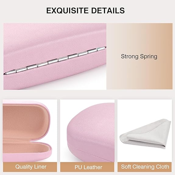 Hard Shell Glasses Case – Pink Eyewear Protective Box with Soft Lining, Pressure-Resistant Sunglasses Storage Holder for Women
