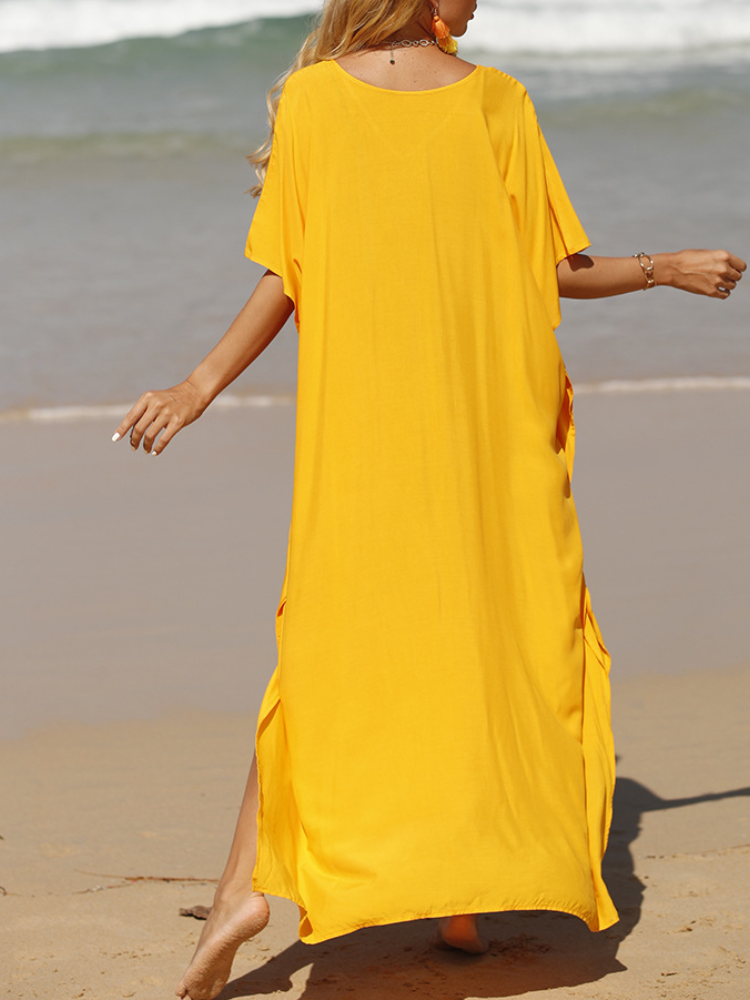 Solid Kaftan Loose Large Bohemian Maxigown