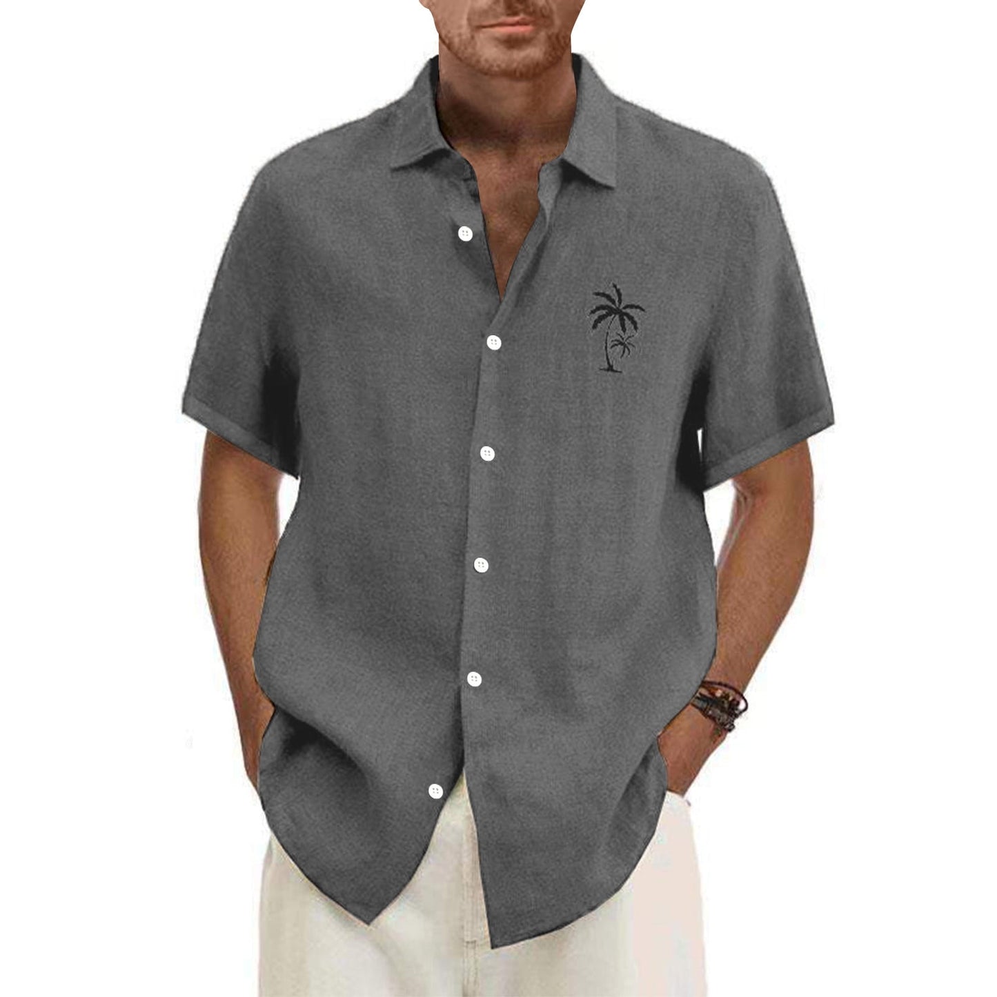 Classic Beach Men Polo Shirt Collar Short Sleeved Work Shirts for Men