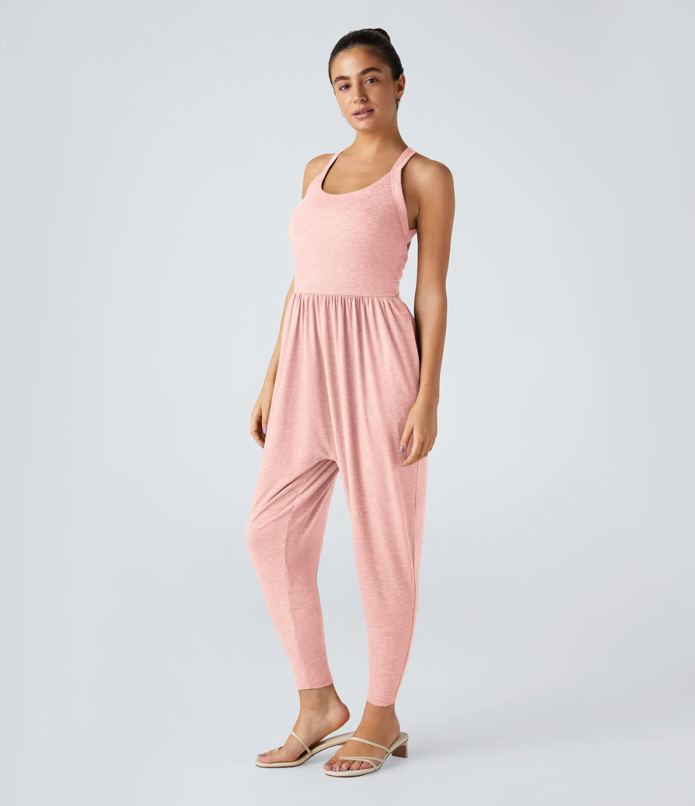 💝Last day promotion-⏰Backless Twisted U Neck Side Pocket Harem Casual Jumpsuit-Easy Peezy Edition