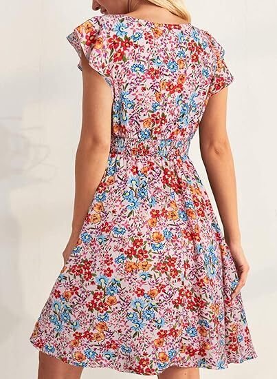 🔥2025 CRAZY DEAL🔥Summer Dresses for Women 2025 Boho Ruffle Sleeve Smocked Mini Dress