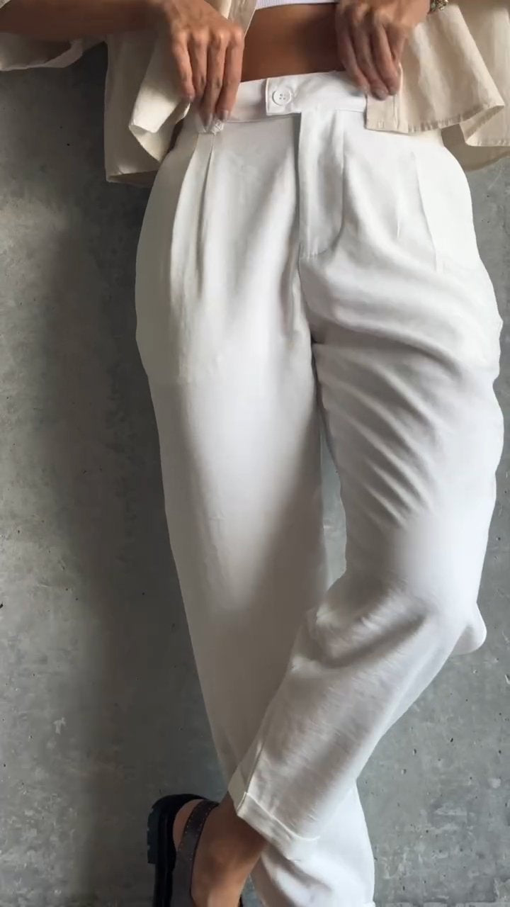 Women's Casual Solid Color Nine-point Suit Pants