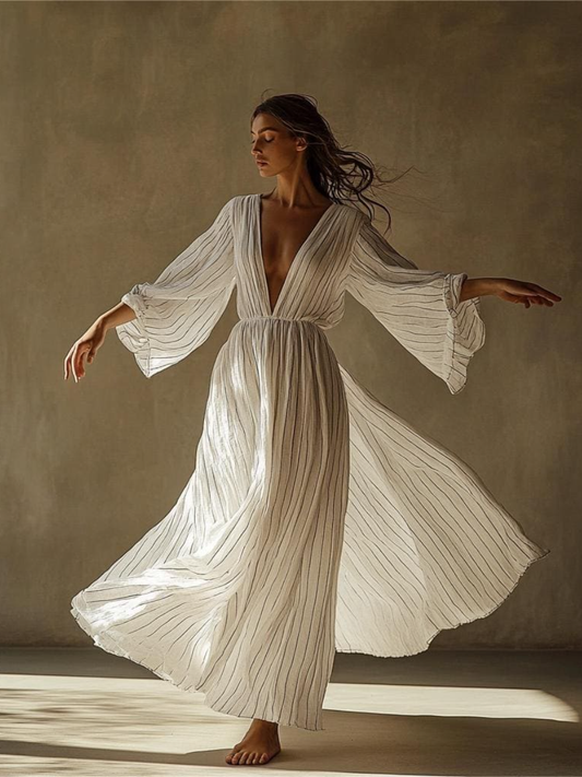 Women's Linen V-Neck Dress