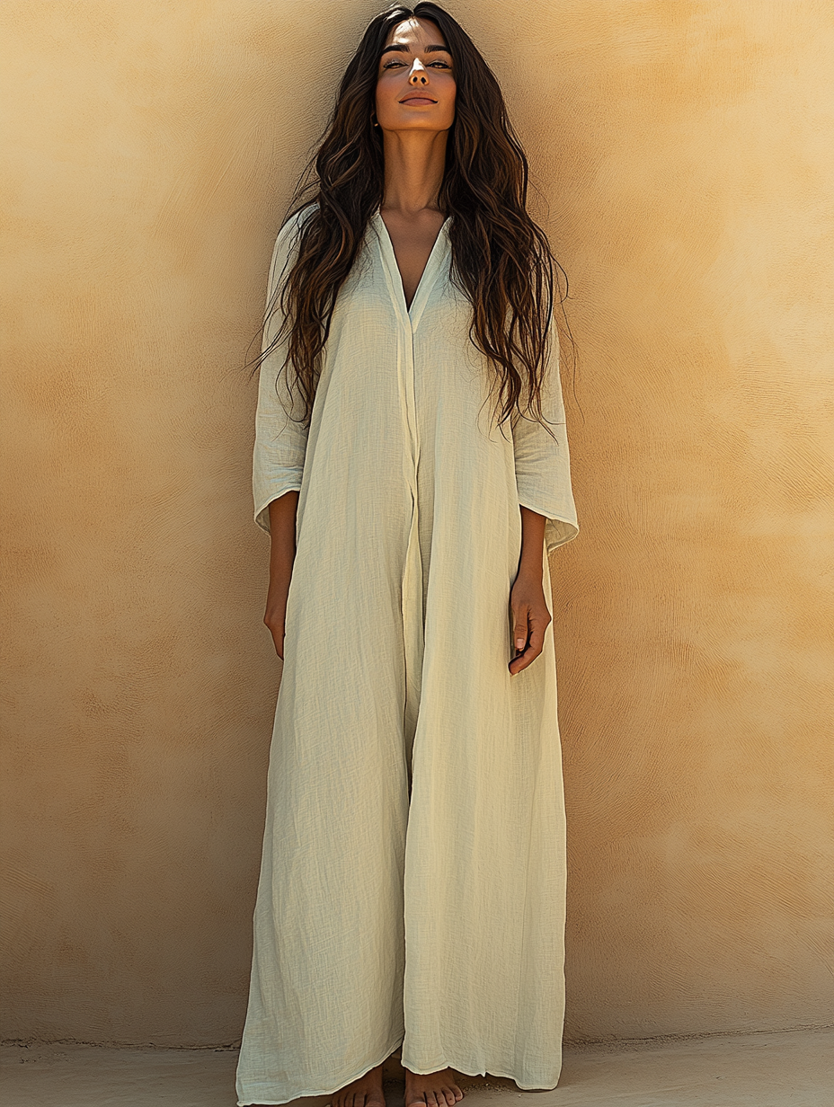 Linen Kaftan Maxi Dress