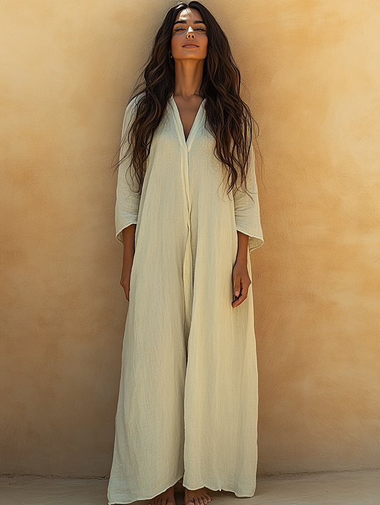 Linen Kaftan Maxi Dress
