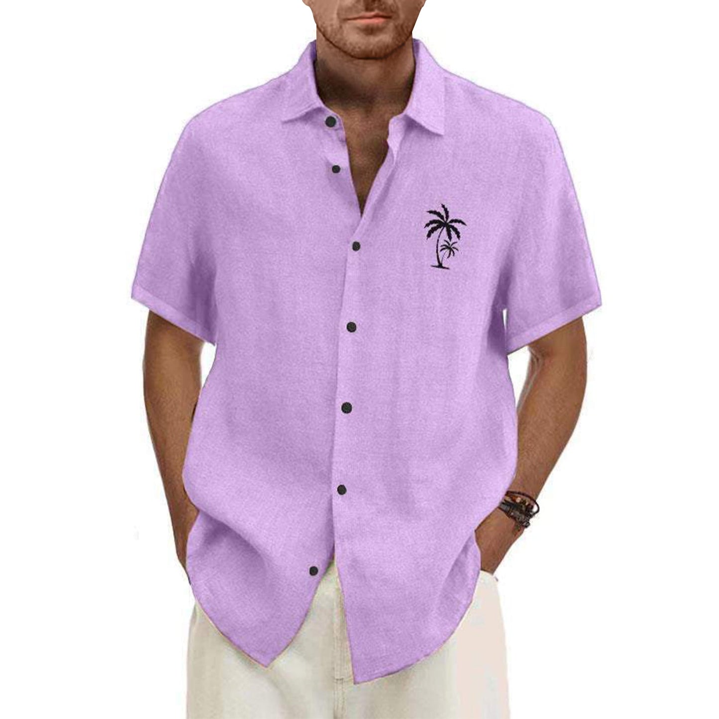 Classic Beach Men Polo Shirt Collar Short Sleeved Work Shirts for Men