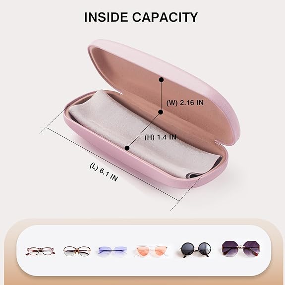 Hard Shell Glasses Case – Pink Eyewear Protective Box with Soft Lining, Pressure-Resistant Sunglasses Storage Holder for Women