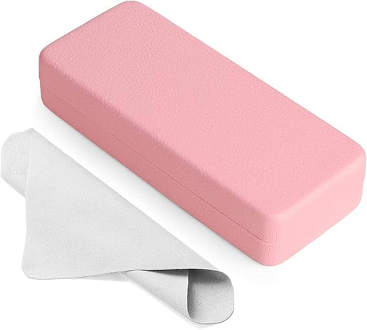 Square Pink Hard Shell Glasses Case – Large Capacity Eyewear Box with Soft Lining, Durable Protective Sunglasses Holder for Women
