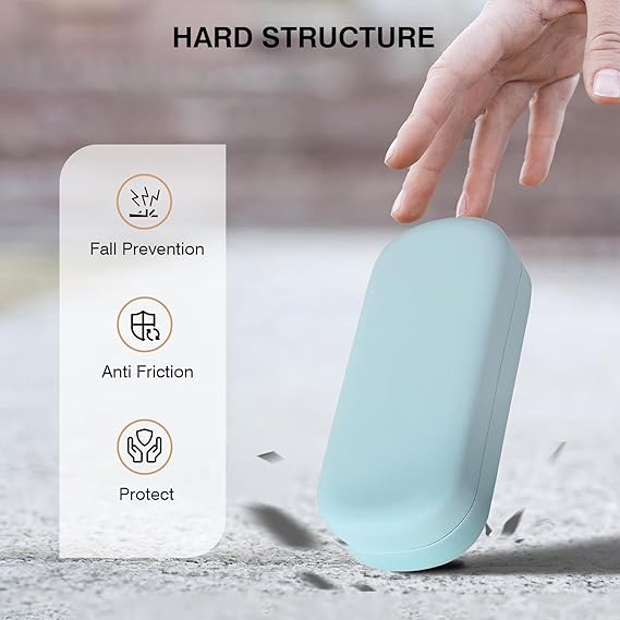 Minimalist Blue Hard Shell Glasses Case – Protective Eyewear Box with Cleaning Cloth (6.4x2.6x1.5 Inches)
