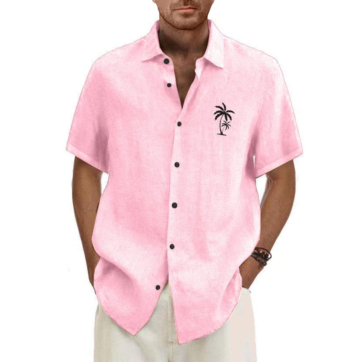 Classic Beach Men Polo Shirt Collar Short Sleeved Work Shirts for Men