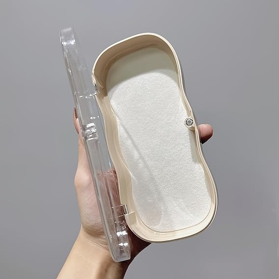 Cute Bowknot Transparent Glasses Case – Pink Edge Hard Shell Eyewear Box for Women, Stylish and Portable