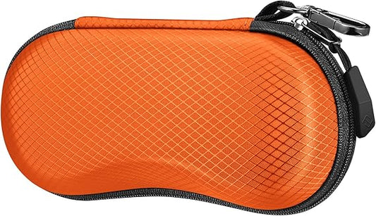 Durable Hard Shell Glasses Case – Orange Zipper Protective Eyewear Pouch for Sunglasses/Reading Glasses/Kids Glasses | Shockproof & Portable Travel Storage Box