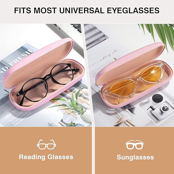 Hard Shell Glasses Case – Pink Eyewear Protective Box with Soft Lining, Pressure-Resistant Sunglasses Storage Holder for Women