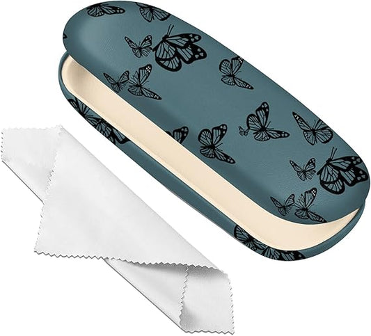 Butterfly Pattern Hard Shell Glasses Case – Magnetic Closure Eyewear Box with Soft Lining, Compact & Protective for Reading Glasses, Sunglasses, Eyeglasses