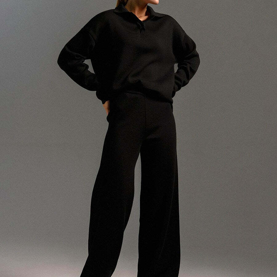 Knit Top and Wide Leg Pants 2 Piece Set