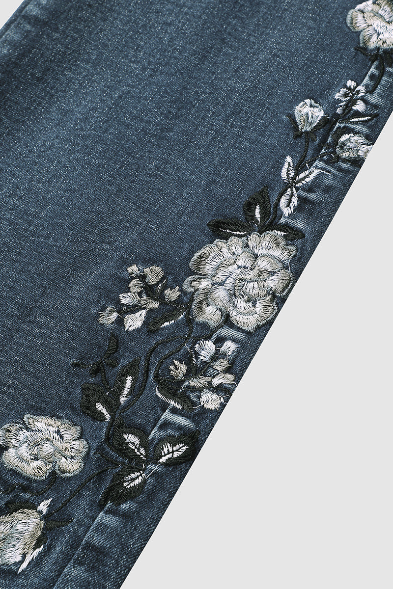 🔥LAST DAY 80% OFF🔥Mid-waist bootcut jeans with floral embroidery