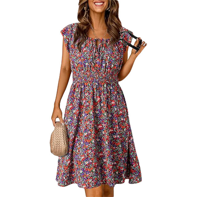 🔥2025 CRAZY DEAL🔥Summer Dresses for Women 2025 Boho Ruffle Sleeve Smocked Mini Dress