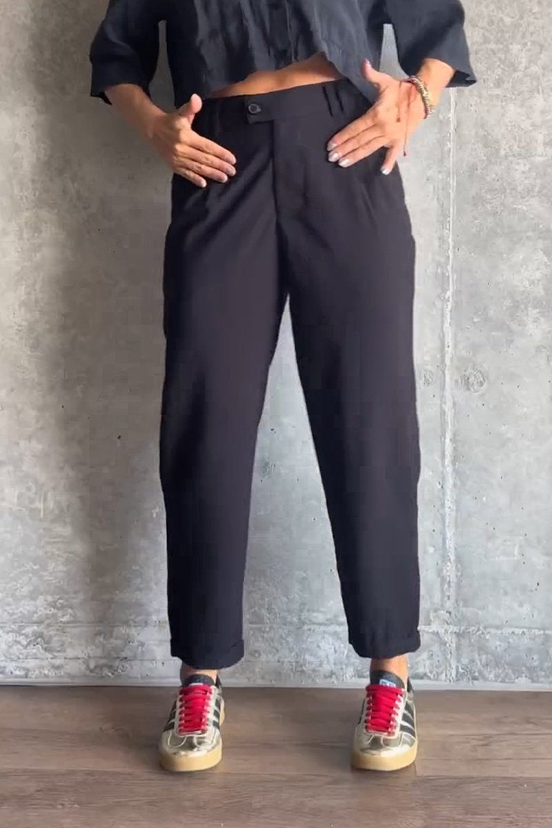 Women's Casual Solid Color Nine-point Suit Pants