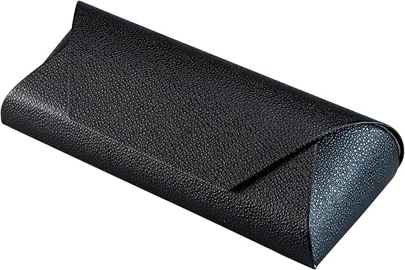 Black Triangle Hard Shell Glasses Case – PU Leather Eyewear Protective Box with Magnetic Closure, Portable for Sunglasses, Reading Glasses, Daily Use