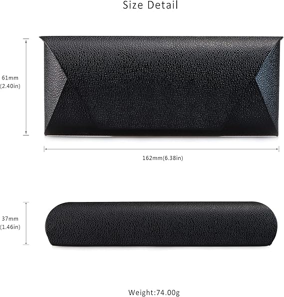 Black Triangle Hard Shell Glasses Case – PU Leather Eyewear Protective Box with Magnetic Closure, Portable for Sunglasses, Reading Glasses, Daily Use