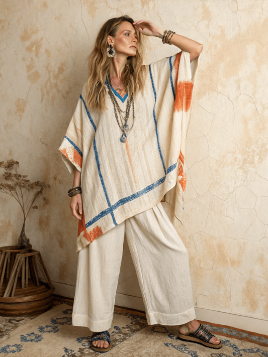 Cotton and linen women's loose suit