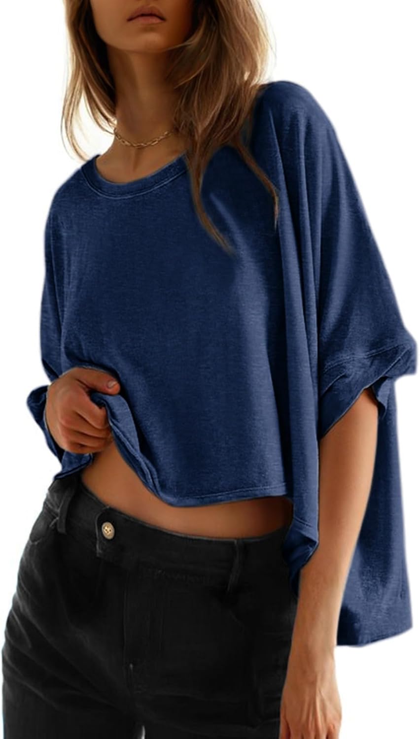Dokotoo Summer Shirts 2025 Womens Solid T Shirts for Women Loose Oversized Tops Basic Tee