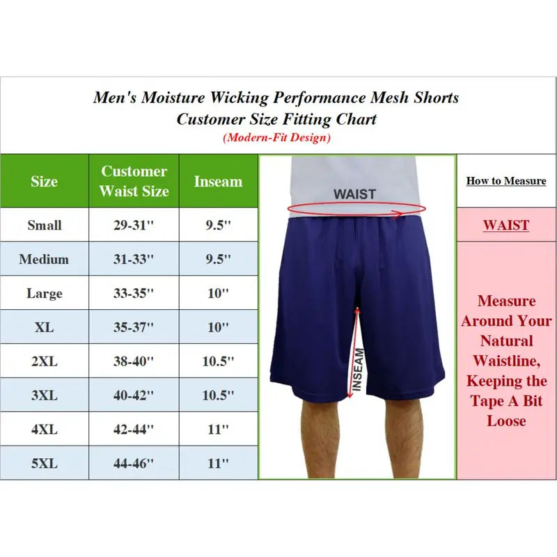 Men's 5-Pack Moisture-Wicking PerformanceActive Mesh Shorts Menswear
