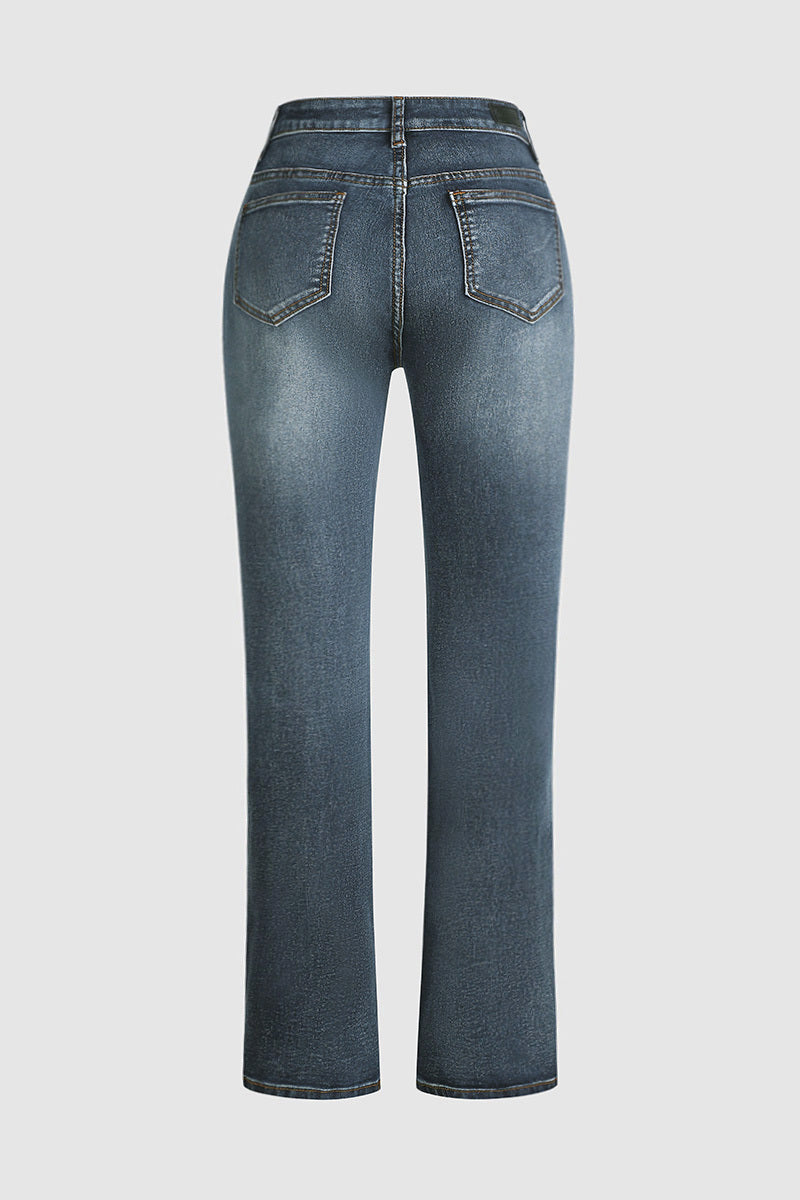 🔥LAST DAY 80% OFF🔥Mid-waist bootcut jeans with floral embroidery