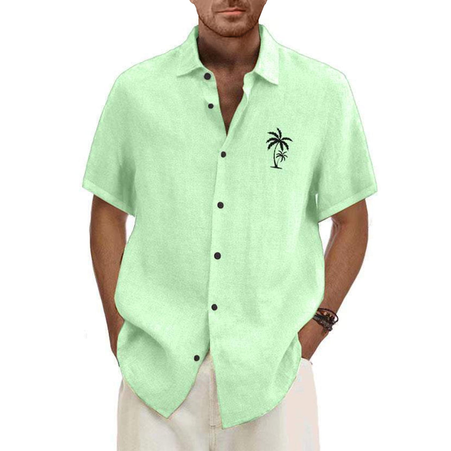 Classic Beach Men Polo Shirt Collar Short Sleeved Work Shirts for Men