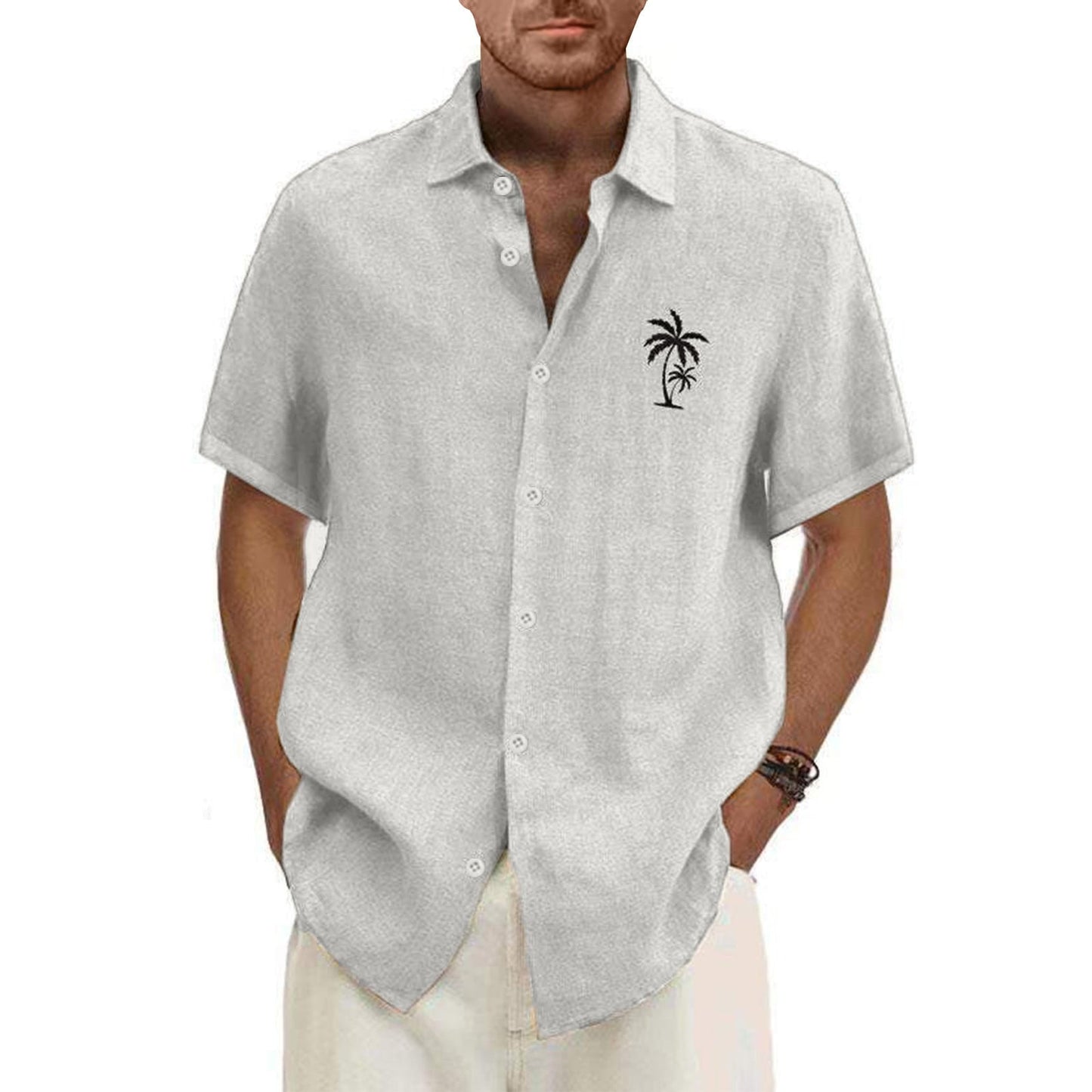 Classic Beach Men Polo Shirt Collar Short Sleeved Work Shirts for Men