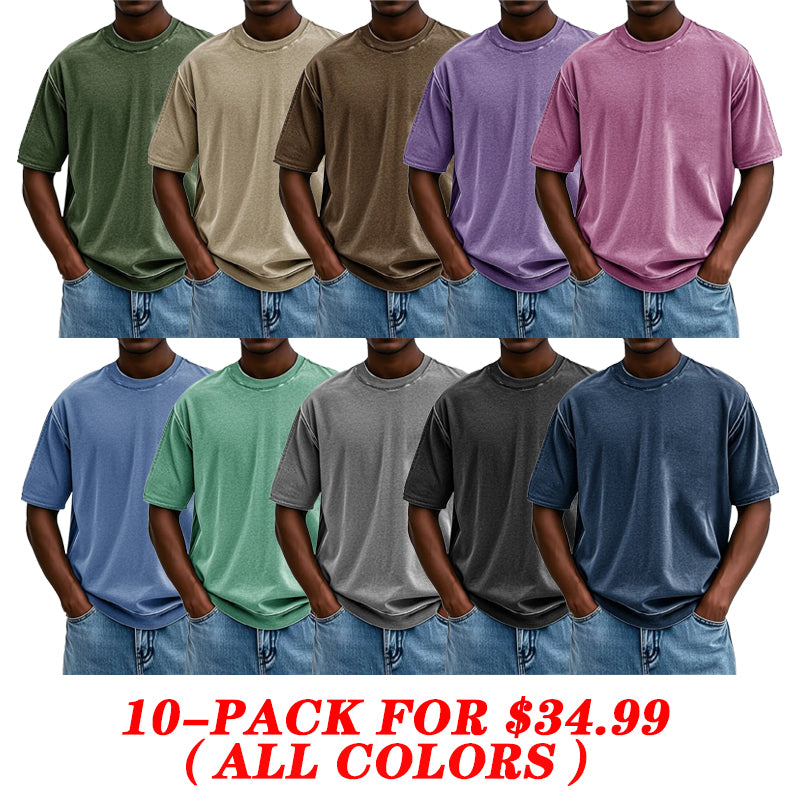 Independence Day Sale⚡10 Packs for $34.99⚡ -Fashion Washed Retro Round Neck Short-sleeved T-shirt(Unisex)