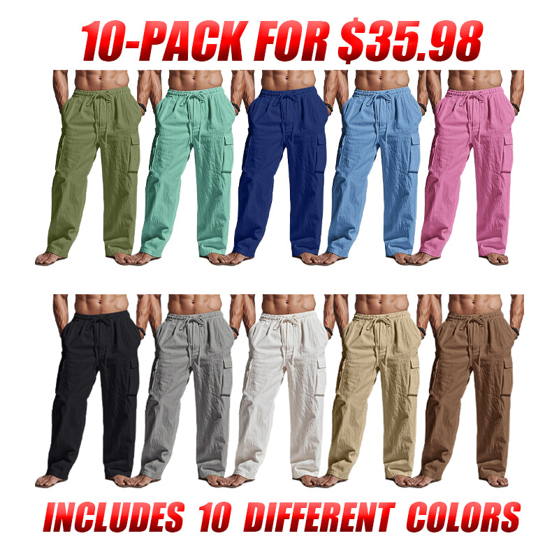 Men's Cargo Pants Trousers Summer Pants Beach Pants Gauze Pants Drawstring Elastic Waist Multi Pocket Plain Comfort Breathable Outdoor Daily Holiday Fashion Classic Style